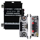 MagicVoice YW-191L 12 Volt 100 Watt Motosiklet Bluetooth Amfi USB/SD 2 Kanal Pazarcı - Anfi (125X95X40mm) 