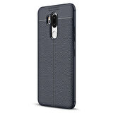 Microsonic LG G7 Kılıf Deri Dokulu Silikon Lacivert