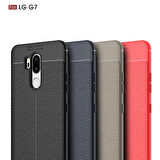 Microsonic LG G7 Kılıf Deri Dokulu Silikon Lacivert
