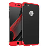 Microsonic Apple iPhone 8 Kılıf Double Dip 360 Protective Siyah Kırmızı