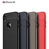 Microsonic Apple iPhone XR (6.1'') Kılıf Deri Dokulu Silikon Lacivert