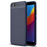 Microsonic Huawei Y6 2018 Kılıf Deri Dokulu Silikon Lacivert