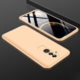 Microsonic Huawei Mate 20 Lite Kılıf Double Dip 360 Protective Gold