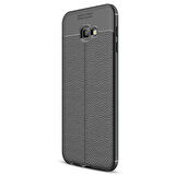 Microsonic Samsung Galaxy J4 Plus Kılıf Deri Dokulu Silikon Siyah