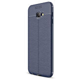 Microsonic Samsung Galaxy J4 Plus Kılıf Deri Dokulu Silikon Lacivert