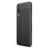 Microsonic Samsung Galaxy A7 2018 Kılıf Deri Dokulu Silikon Siyah