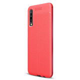 Microsonic Samsung Galaxy A7 2018 Kılıf Deri Dokulu Silikon Kırmızı