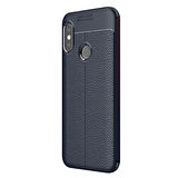 Microsonic Xiaomi Redmi Note 6 Pro Kılıf Deri Dokulu Silikon Lacivert