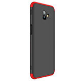 Microsonic Samsung Galaxy J6 Plus Kılıf Double Dip 360 Protective Siyah Kırmızı