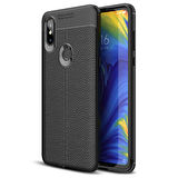 Microsonic Xiaomi Mi Mix 3 Kılıf Deri Dokulu Silikon Siyah