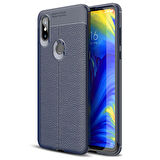 Microsonic Xiaomi Mi Mix 3 Kılıf Deri Dokulu Silikon Lacivert