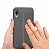 Microsonic Samsung Galaxy M10 Kılıf Deri Dokulu Silikon Kırmızı