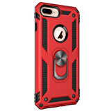 Microsonic Apple iPhone 8 Plus Kılıf Military Ring Holder Kırmızı