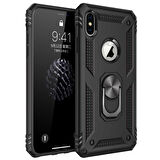 Microsonic Apple iPhone XS Kılıf Military Ring Holder Siyah