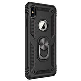 Microsonic Apple iPhone XS Kılıf Military Ring Holder Siyah