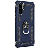 Microsonic Huawei P30 Pro Kılıf Military Ring Holder Lacivert