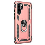 Microsonic Huawei P30 Pro Kılıf Military Ring Holder Rose Gold