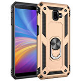 Microsonic Samsung Galaxy J6 Plus Kılıf Military Ring Holder Gold