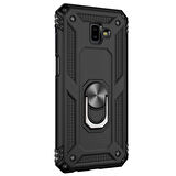 Microsonic Samsung Galaxy J6 Plus Kılıf Military Ring Holder Siyah