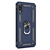 Microsonic Samsung Galaxy M10 Kılıf Military Ring Holder Lacivert