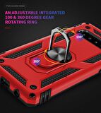 Microsonic Samsung Galaxy S10 Kılıf Military Ring Holder Kırmızı