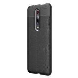 Microsonic Xiaomi Mi 9T Kılıf Deri Dokulu Silikon Siyah