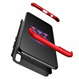 Microsonic Huawei Y7 2019 Kılıf Double Dip 360 Protective Siyah Kırmızı