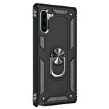 Microsonic Samsung Galaxy Note 10 Kılıf Military Ring Holder Siyah