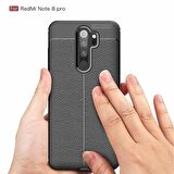 Microsonic Xiaomi Redmi Note 8 Pro Kılıf Deri Dokulu Silikon Siyah