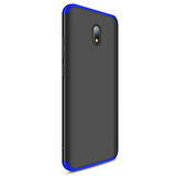 Microsonic Xiaomi Redmi 8A Kılıf Double Dip 360 Protective Siyah Mavi