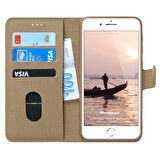 Microsonic Apple iPhone 8 Plus Kılıf Fabric Book Wallet Gold