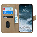 Microsonic Apple iPhone 11 Pro Max (6.5'') Kılıf Fabric Book Wallet Gold