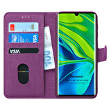 Microsonic Xiaomi Mi Note 10 Pro Kılıf Fabric Book Wallet Mor