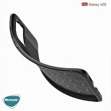 Microsonic Samsung Galaxy S20 Kılıf Deri Dokulu Silikon Lacivert