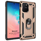 Microsonic Samsung Galaxy S10 Lite Kılıf Military Ring Holder Gold
