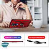 Microsonic Xiaomi Redmi K30 Kılıf Military Ring Holder Kırmızı