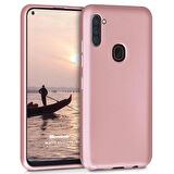 Microsonic Matte Silicone Samsung Galaxy M11 Kılıf Rose Gold