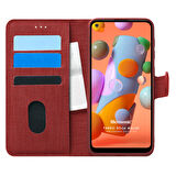 Microsonic Samsung Galaxy A11 Kılıf Fabric Book Wallet Kırmızı