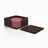 ​Woodsaka Not Kağıdı Kutusu - Ceviz - 10.5cm X 10.5cm X 4.5cm