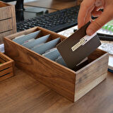 ​Woodsaka Gobi Kartvizit Organizer - Ceviz - 26cm x 10.4cm x 6cm