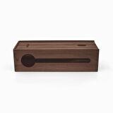 ​Woodsaka Reka Kablo Yönetim Kutusu ve Organizer & Güvenlik İstasyonu - Kayar Kapaklı - Ceviz - 32cm x 15cm x 11cm