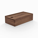 ​Woodsaka Reka Peçete Kutusu - Kayar Kapaklı - Ceviz - 23.8cm x 14.8cm x 7.5cm