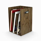 ​Woodsaka Reka Kitaplık ve Dergilik - Ceviz Ağacından - 19.2cm x 19.2 x 30.1cm