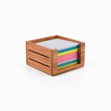 ​Woodsaka 3Line Küp Not Kağıdı Kutusu - Kiraz Ağacından - 10.7cm x 10.6cm x 5.7cm