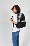 Kaukko Basic Colors Okul Sırt Çantası Siyah Check K1629