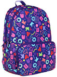 Kaukko Kız Çocuk Kalp ve Kaukko Baskılı Lacivert Okul Çantası - Üç Bölmeli - K1782