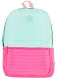 Kaukko Quick Kız Çocuk Üç Bölmeli Yeşil Pembe Kapitone Detaylı Okul Sırt Çantası - K1790