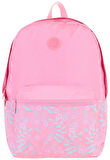 Kaukko Soft Floral Kız Çocuk Üç Bölmeli Pembe Çiçekli Okul Sırt Çantası - K1794