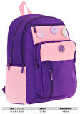 Kauko Holiday Kız Çocuk Altı Bölmeli Rozetli Okul Sırt Çantası - Mor Pembe - K1829