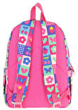 Kaukko Üç Bölmeli Kız Çocuk İlkokul Sırt Çantası (L5229) - Pembe Mavi - Love Desenli